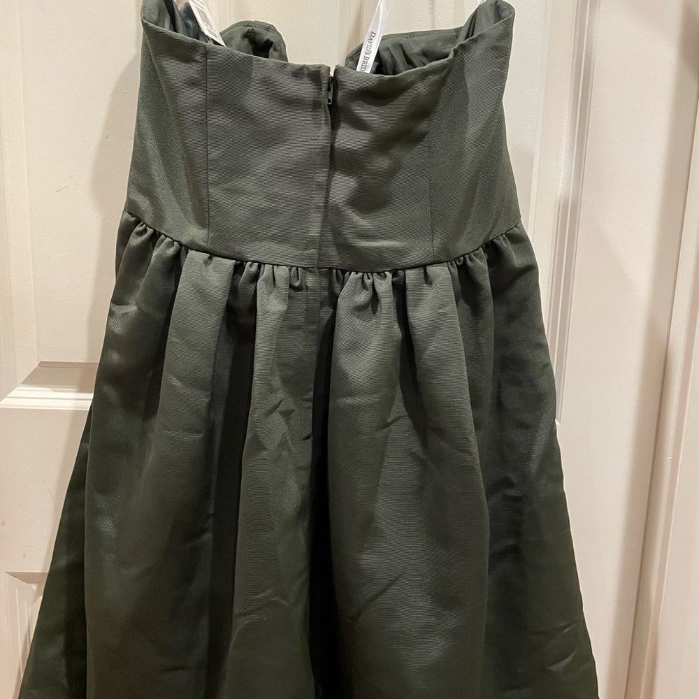 Olive green 14 strapless formal David’s Bridal dress bridesmaid or music concert - Picture 2 of 4